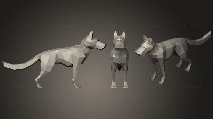 Статуэтки животных (Низкополигональная собака, STKJ_1744) 3D модель для ЧПУ станка